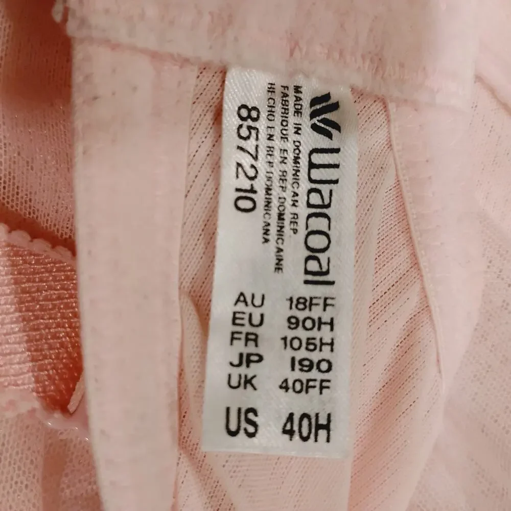 Wacoal US 40H 857210 Lace SoftPink Underwire Bra Breathable Rear Closure Unlined